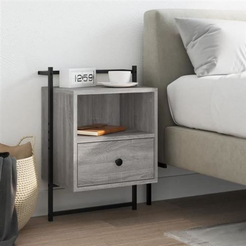 VIDAXL - Table de chevet murale - Sonoma gris - 40x30x61 cm - Image 3