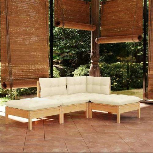 Non Communiqué Beige Salon De Jardin Modulable Vidaxl Bois 4 Pieces 63.5 X 63.5 X 62.5 4 Personnes