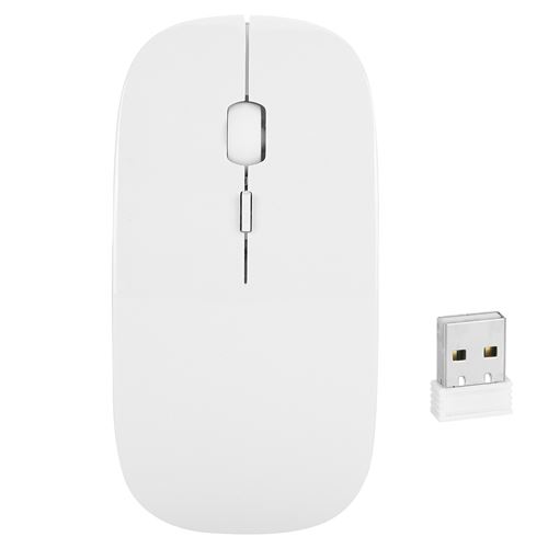 Souris sans fil 2.4Ghz Optique récepteur USB PC blanc