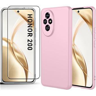 Kit Protection Honor 200 5G - Coque Silicone Noire + 2 Verres Trempés - Marque Little Boutik, Fabriqué En France