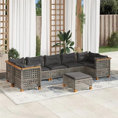 Non Communiqué Gris Salon De Jardin Modulable Vidaxl Rotin 8 Pieces