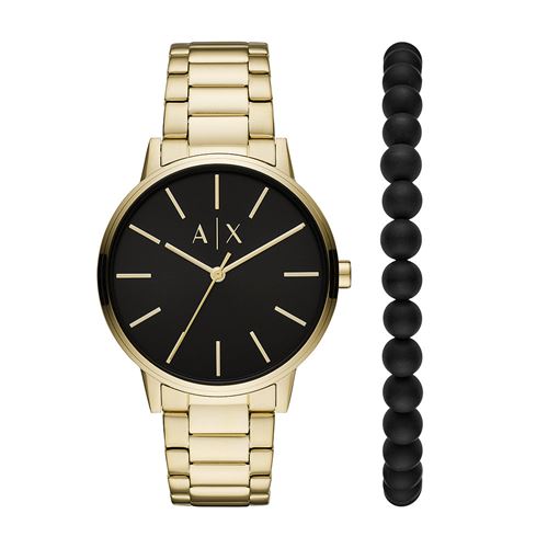Montre Armani Exchange &agrave; trois aiguilles en acier inoxydable, dor&eacute;e, pour homme, AX7119
