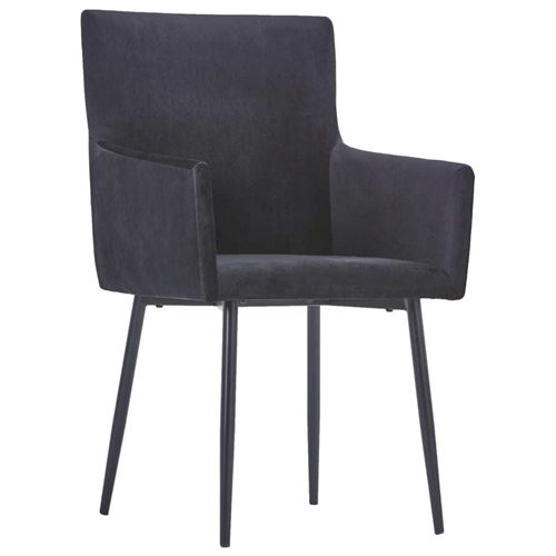 aises de salle à manger avec accoudoirs 2 pcs Noir Velours