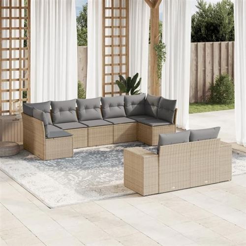 Vidaxl Beige Salon De Jardin Avec Coussins - 9 Pièces - Image 2