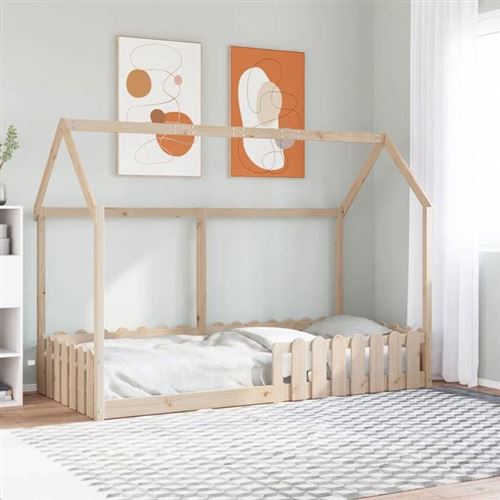 Non Communiqué Beige Vidaxl Cadre De Lit D'enfants Forme De Maison 90X190cm Bois Massif Pin, Cadre De Lit En Forme De Maison, Cadre De Lit Pour 850692