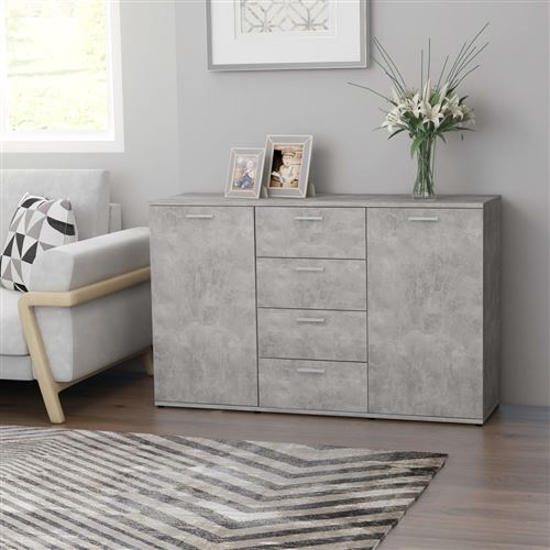 vidaXL Buffet Gris béton 120x35,5x75 cm Aggloméré