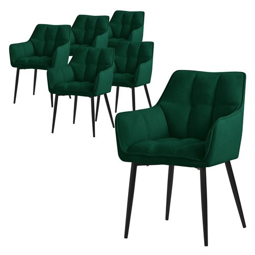 Non Renseigné Vert Ml-Design Lot De 6 Chaises Salle À Manger En Tissu Eponge, Foncé, Chaises Cuisine - Image 3