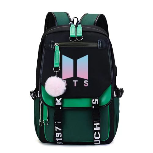 Sac à Dos BTS bangtan Boys pour Garçon et Filles (SD3462) 29*16*46 cm Noir/Vert