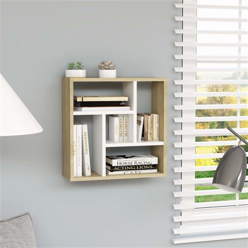 vidaXL Étagère murale Blanc et chêne sonoma 45,1x16x45,1 cm Aggloméré