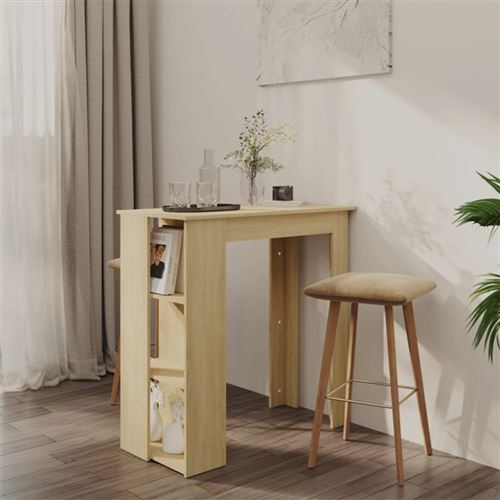 Table de bar avec étagère Chêne sonoma Bois d ingénierie