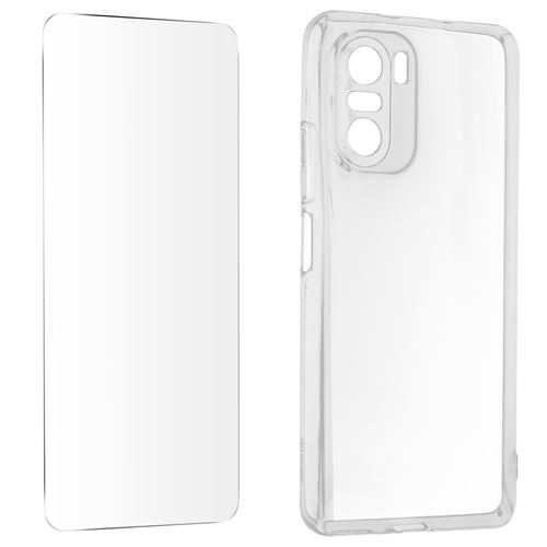 Avizar Coque pour Xiaomi Poco F3 et Mi 11i Silicone Souple et Film Verre Trempé Dureté 9H Transparent