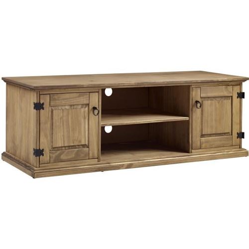 Meuble TV 2 portes - Decor naturel - L 160 x P 40 x H 50,5 cm - VITO