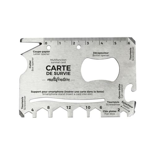 Non Communiqué Argent Carte De Survie "Multifonctions" 8Cm