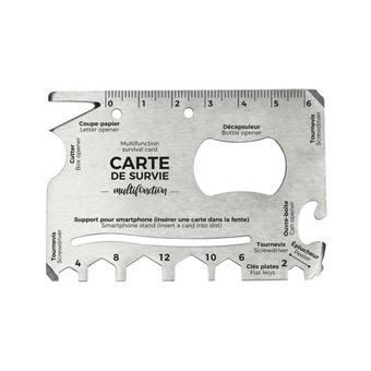Carte de Survie "Multifonctions" 8cm Argent - 1