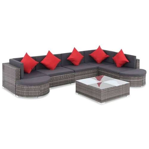  Salon de jardin modulable polyethylene gris 8 pieces x 70 x 63 7 personnes 