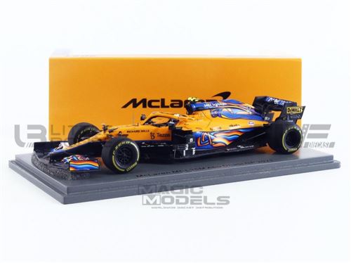 Voiture Miniature de Collection SPARK 1-43 - MCLAREN MCL35M - Abu Dhabi GP 2021 - Orange / Blue - S7855
