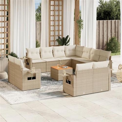 Non Communiqué Beige Salon De Jardin Modulable Vidaxl Resine Tressee 12 Pieces X 62 X 69