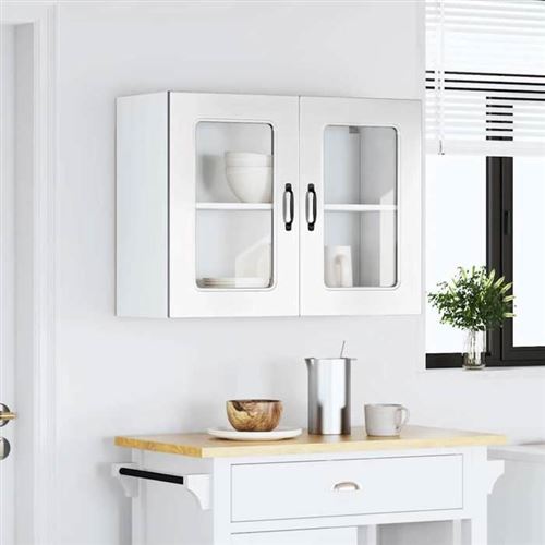 Non Communiqué Blanc Vidaxl Armoire Murale De Cuisine Avec Porte Vitrée "Kalmar" Bois D'ingénierie Brillant 853609