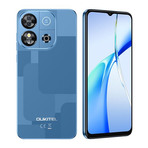 Smartphone Oukitel C57S Bleu : 6.52 , 2Go+64 Go + 128Go, 4300mAh, Android 14, Dual SIM 4G,Téléphone Portable-215g