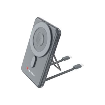Verbatim Charge 'n' Go - Banque d'alimentation sans fil - magnétique, avec support - 5000 mAh - 20 Watt - 2.4 A - PD 3.0, QC 3.0, Apple 2.4A, USB BC 1.2, AFC - 3 connecteurs de sortie (USB-C) - gris - 1