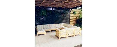 Non Communiqué Bois Salon De Jardin Modulable Vidaxl 11 Personnes Beige 63.5 X 63.5 X 28.5 11 Pieces