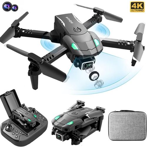 SZSMART S128 Mini Drone avec Caméra d'évitement d'obstacles 4K 3 côtés (Double caméra - Autonomie : 10 min - 2 Batteries - Noir)