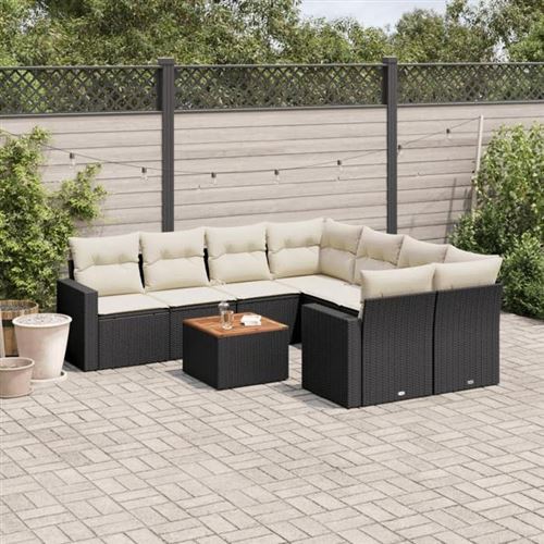 Non Communiqué Noir Resine Tressee Vidaxl 9 Pieces Salon De Jardin Modulable 8 Personnes 62 X 62 X 69