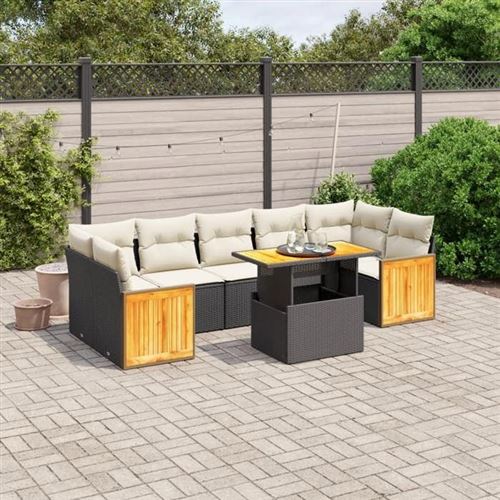 Non Communiqué Noir Vidaxl Salon De Jardin Avec Coussins 8 Pcs, Canapés De Terrasse, Ensemble De Meubles De Patio, Mobilier D'extérieur, 3273870