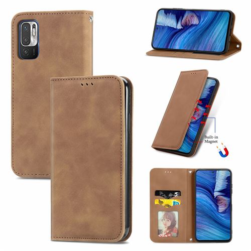 MPFRANCE Housse pour Xiaomi Redmi Note 10T 5G Marron [Velours]