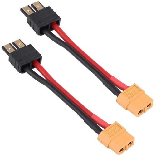 Set 2 câbles Silicone 12AWG XT60 Femelle Traxxas RC LiPO NiMH Compatible Parfait pour Le modélisme, Les hélicoptères RC, Les autoradios, Argent, Plastique