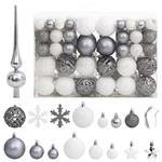 vidaXL Ensemble de boules de Noël 111 pièces blanc et gris polystyrène