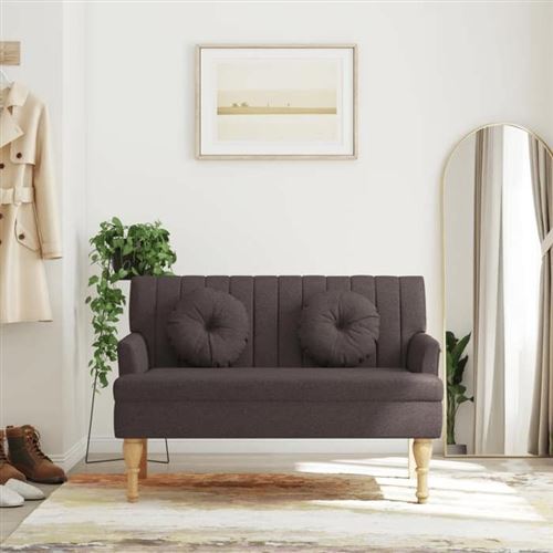 vidaXL Banc avec coussins marron foncé 113x64,5x75,5 cm tissu