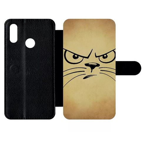 Etui My-Kase pour P smart 2019 - smiley chat - Simili-cuir Noir