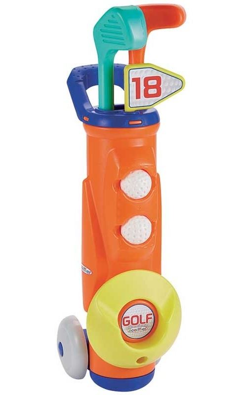 écoiffier ensemble de golf avec chariot 51 cm 7 pièces orange