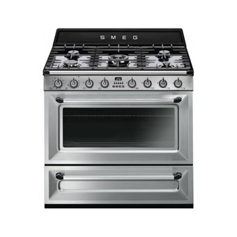 Smeg Victoria TR90X9-1 - Cuisinière - pose libre - largeur : 90 cm - profondeur : 65.8 cm - hauteur : 102.7 cm - avec système auto-nettoyant - acier inoxydable