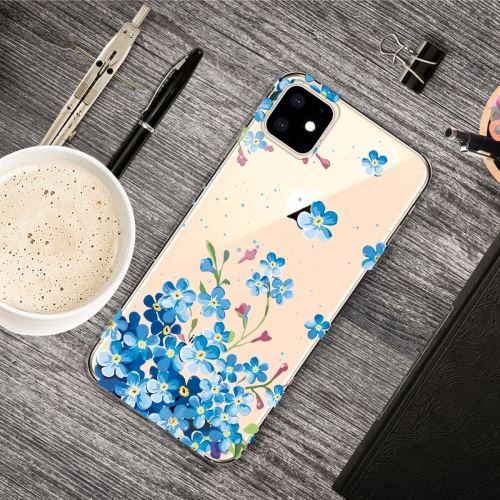 Coque en TPU joli motif d'impression flexi fleurs bleues pour votre Apple iPhone XR 6.1 pouces (2019)