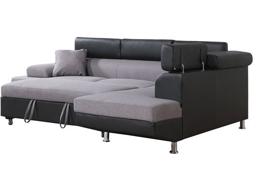 Canapé Dangle Convertible Sophia Luxe Noir Gris Angle Droit