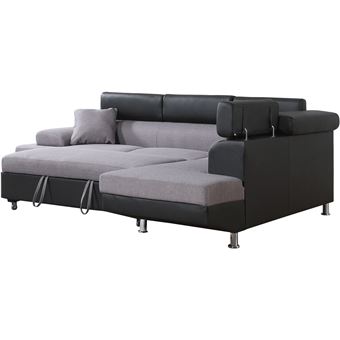 Canapé Dangle Convertible Sophia Luxe Noir Gris Angle Droit