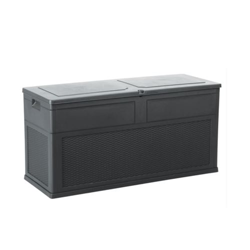 Coffre de Jardin 320 L Anthracite Noir TOSCANE 119xP46xH60 cm Resine Anti UV Haute résistance gel et intempéries