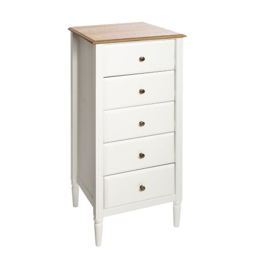 Chiffonnier avec 5 tiroirs coloris blanc - L. 48 x l. 40 x H. 108 cm -PEGANE-