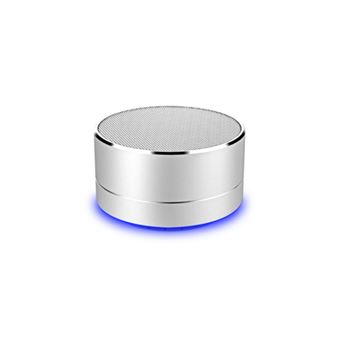 Enceinte Metal Bluetooth pour ALCATEL Onetouch Idol 4S Smartphone Port USB Carte TF Auxiliaire Haut-Parleur Micro Mini (ARGENT) - 1