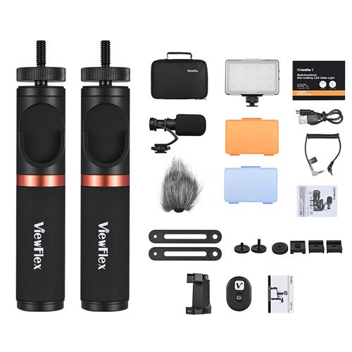 ViewFlex VF-H7 Smartphone Vido Rig Dual Handheld Mtal Grip Stabilisateur  Kit avec Tlcommande / Dimmable LED Lumire - Accessoire photo, vido pour  tlphone mobile | fnac Belgique