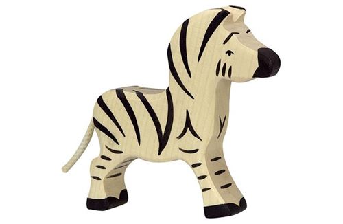 Holztiger Blanc, Noir Figurine En Bois Zèbre Bébé