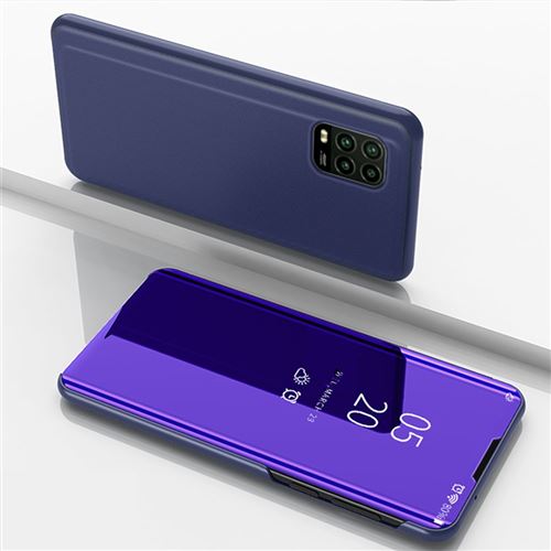 Etui en PU miroir surface flip avec fenêtre de visualisation bleu foncé pour votre Xiaomi Mi 10 Lite 5G
