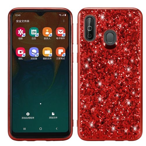 Coque en TPU cadre paillettes scintillantes rouge pour votre Samsung Galaxy A40
