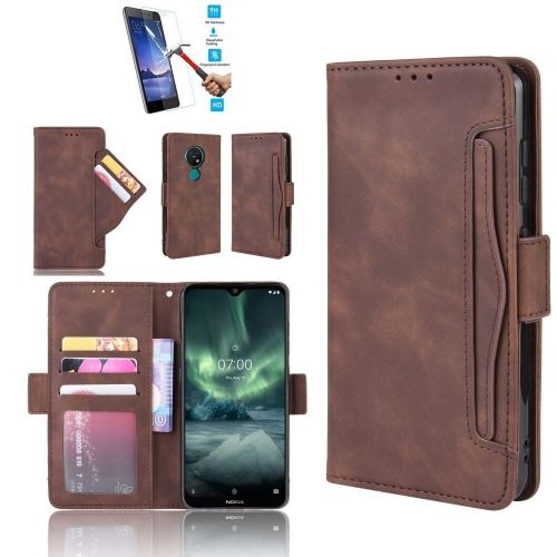 Etui Nokia 6.2 / Nokia 7.2 Portefeuille Brun Avec Film Verre Trempé Coque Housse En Cuir Pu hfs-house®