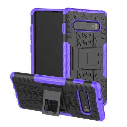 Coque en TPU pneu 2 en 1 hybride avec béquille violet pour votre Samsung Galaxy S10
