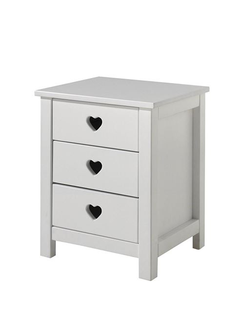 Vipack Table de chevet 3 tiroirs Amori Bois Blanc