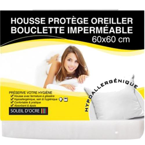 Taie protège oreiller imperméable 60x60 cm BOUCLETTE