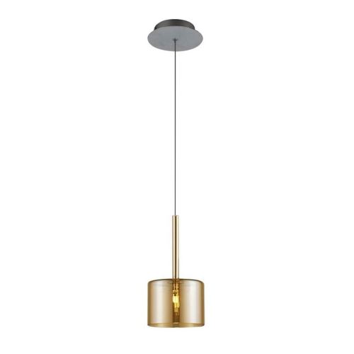 HOMEMANIA Lampe à Suspension Bibu Chandelier - à Cylindre - de Plafond - Miel en Verre, 14 x 14 x 120 cm, 1 x G4 Led , 20W